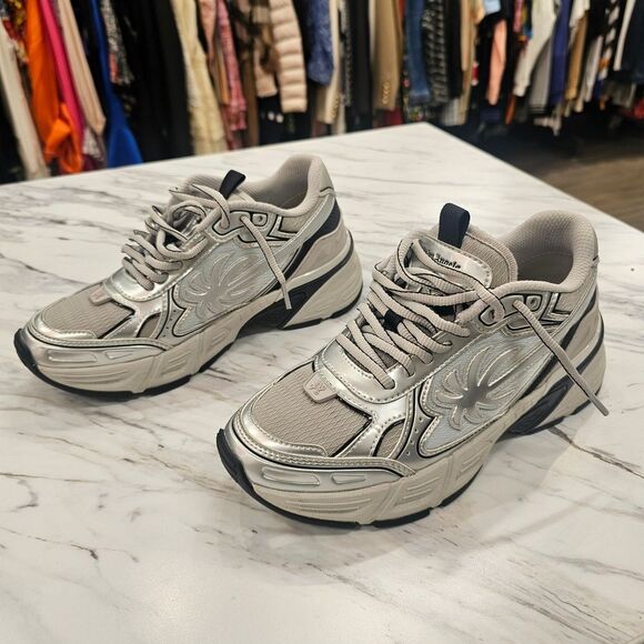 Palm Angels Metallic Silver Sneakers - Picture 1 of 9
